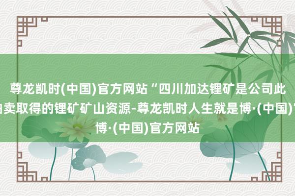 尊龙凯时(中国)官方网站“四川加达锂矿是公司此前参与拍卖取得的锂矿矿山资源-尊龙凯时人生就是博·(中国)官方网站