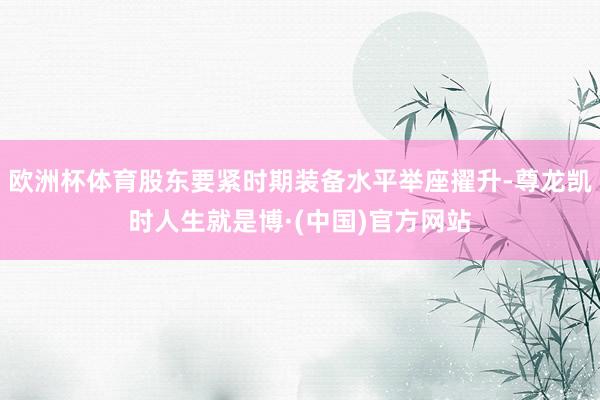欧洲杯体育股东要紧时期装备水平举座擢升-尊龙凯时人生就是博·(中国)官方网站