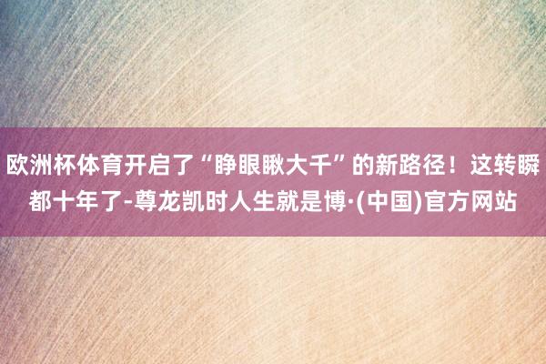 欧洲杯体育开启了“睁眼瞅大千”的新路径！这转瞬都十年了-尊龙凯时人生就是博·(中国)官方网站