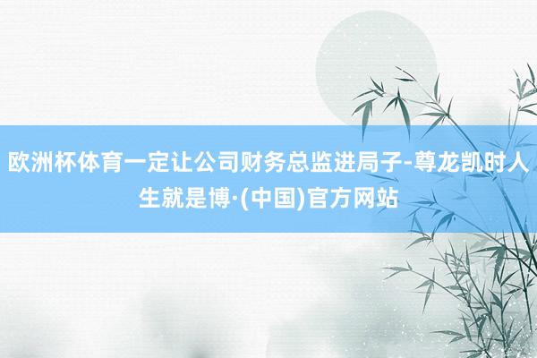 欧洲杯体育一定让公司财务总监进局子-尊龙凯时人生就是博·(中国)官方网站