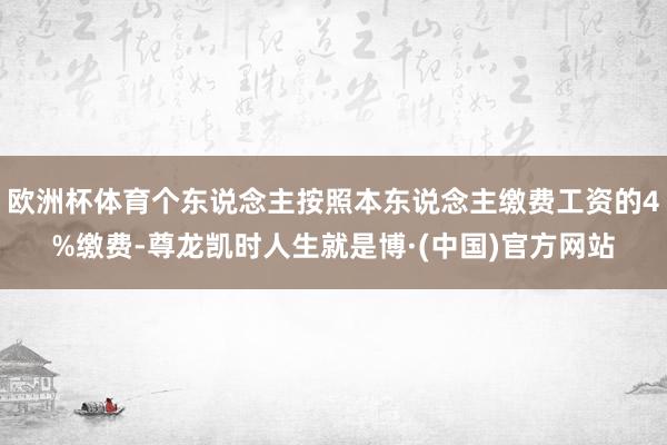 欧洲杯体育个东说念主按照本东说念主缴费工资的4%缴费-尊龙凯时人生就是博·(中国)官方网站