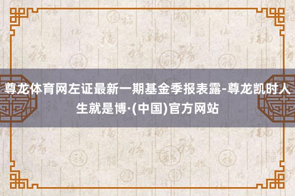 尊龙体育网左证最新一期基金季报表露-尊龙凯时人生就是博·(中国)官方网站
